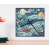 Orologio artistico da parete | Barca tra onde di carta e cielo stellato