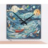 Orologio da parete artistico con barca rossa e cielo stellato onirico, stampa materica 30