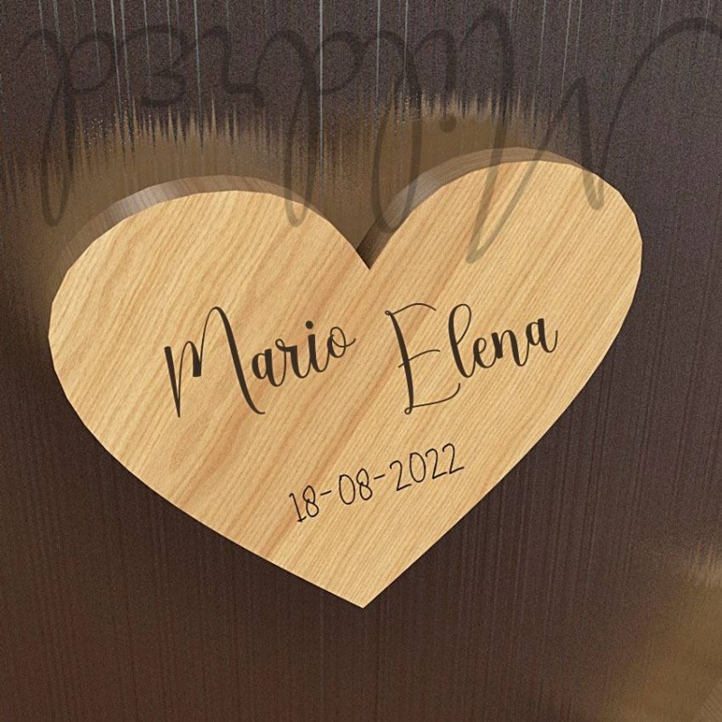 Cuori legno matrimonio nomi e data - segnaposto matrimonio