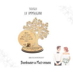 Albero della Vita Intarsiato in Legno - Bomboniera Personalizzata Elegante