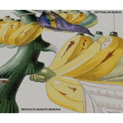 Replica d'Arte su Legno Uccello tropicale Banane Design Naturalistico