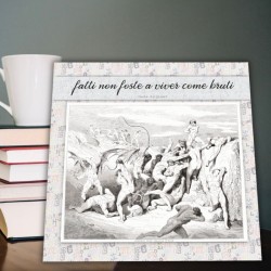 Divina Commedia legno, citazione Dante Alighieri quadretto, Gustave Doré Inferno illustrazione
