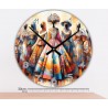 Orologio decorativo etnico ambientato in un salotto moderno con arredi boho-chic.
